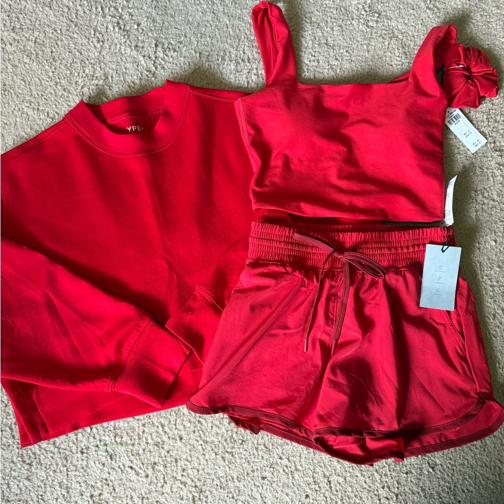 NWT Abercrombie & Fitch YPB Red Workout Set